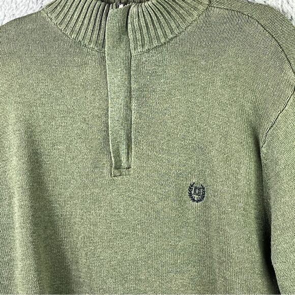 Chaps by Ralph Lauren Knit Sweater Quarter Zip Long Sleeve Khaki Green Size M - Picture 7 of 8